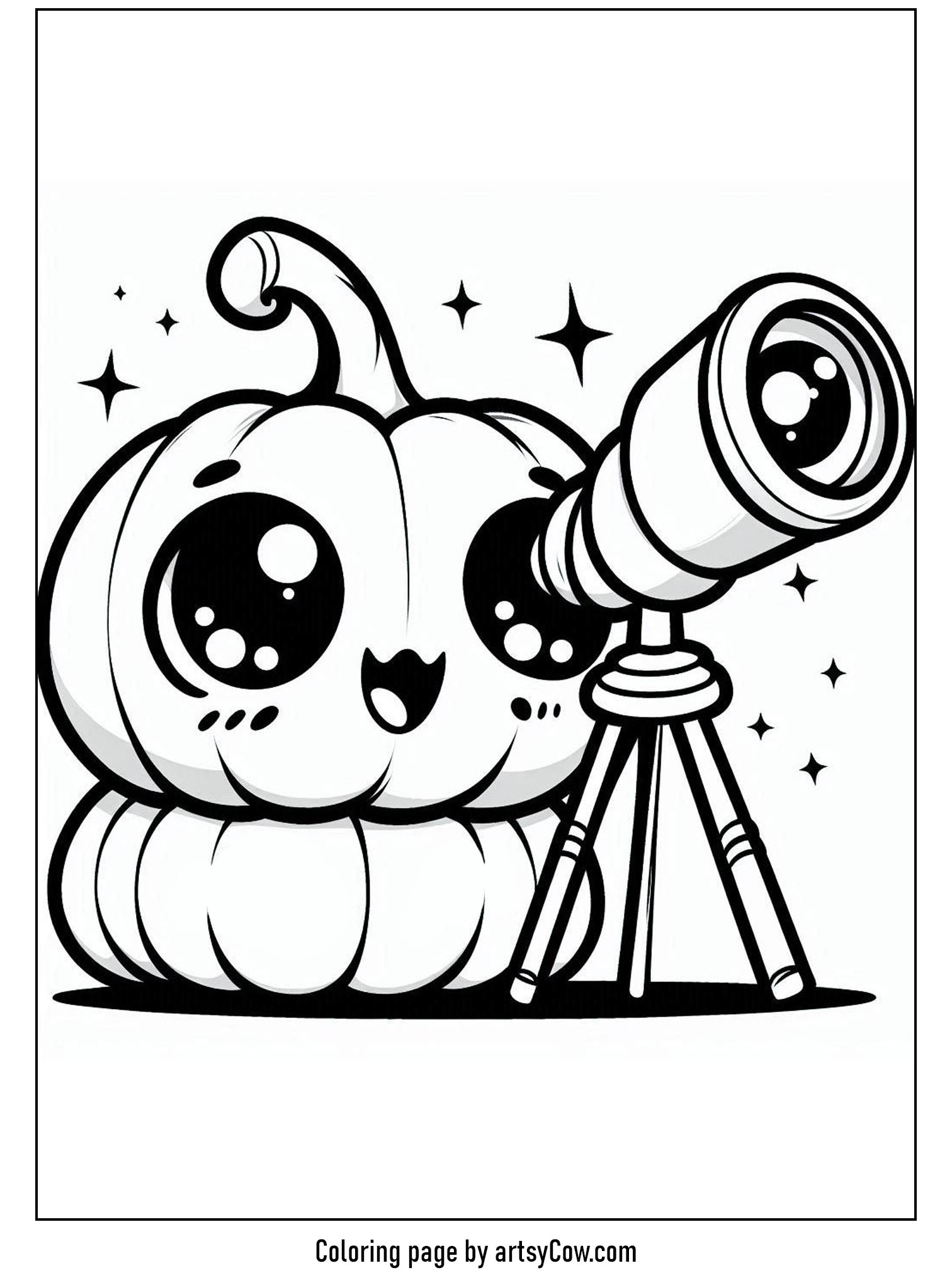halloween coloring pages with jack-o-lantern, Starry-eyed Jack-O'-Lantern Explorer
